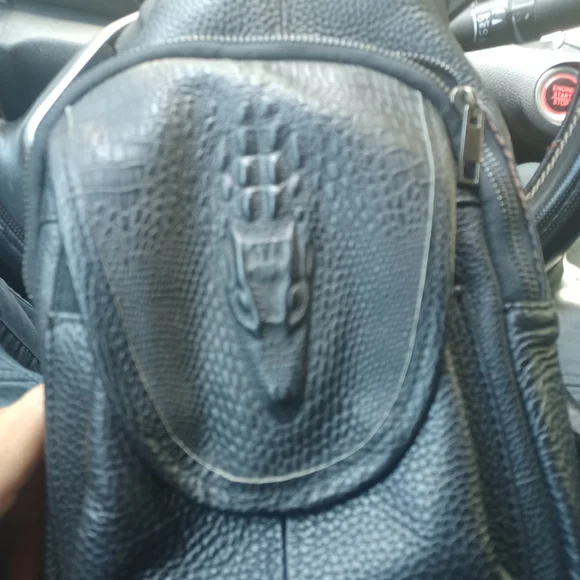 Crocodile design & leather small bag